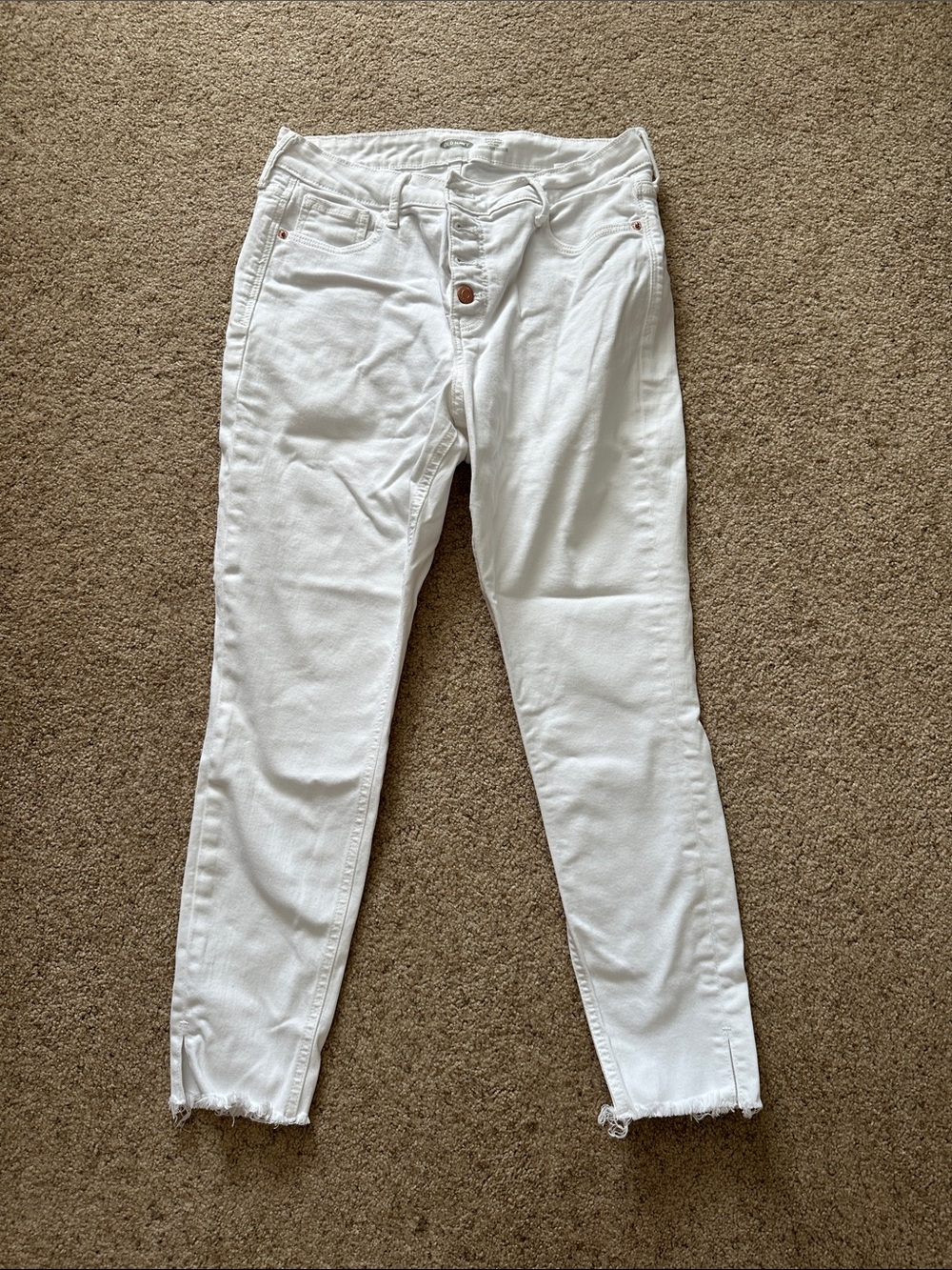 Old Navy White Rockstar Jeans with Raw Hem